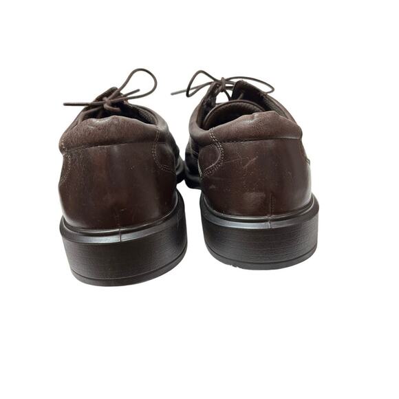 Ecco Men 11.5 Brown Leather Moc Toe Derby Oxfords Square Toe Casual - Picture 7 of 8